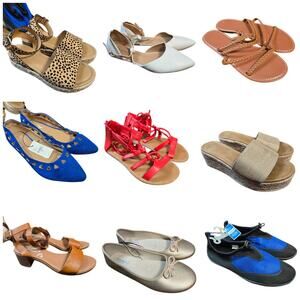 Bulk Women’s Flats and Sandals Shoe Lot of 9 Name Brand Wholesale Reseller